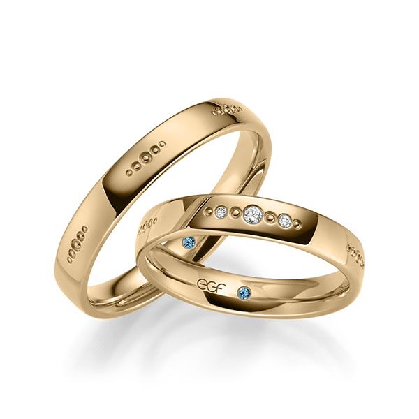 TR0585 model in glanzend rosé 4 mm rosé gouden Trouwringen set kopen bestaande uit een vrouw en mannen ring met of zonder diamanten steen