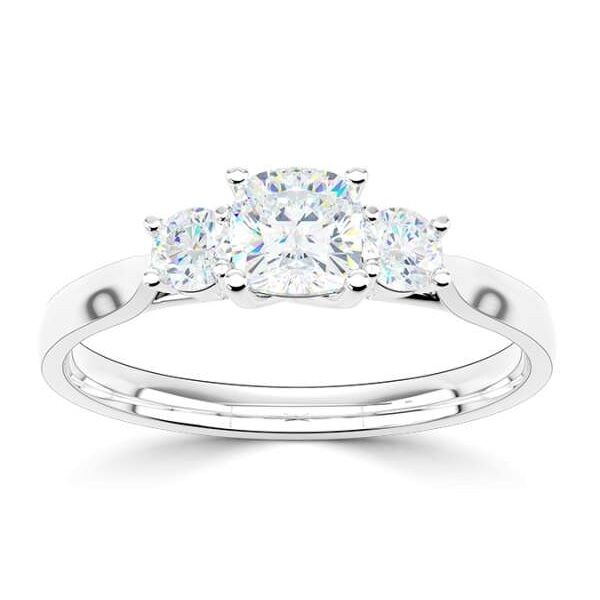 wgv0512e18 rich cushion 3 steens 0,53 ct witgoud Solitaire ring diamanten ring verlovingsring trouwring met diamant