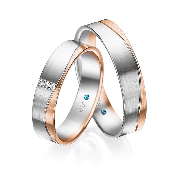 TR0769 model in wit met rood mat 5 mm Trouwringen set kopen bestaande uit een vrouw en mannen ring met of zonder diamanten steen