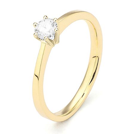 ggv0056e18 princess 0,25 ct geelgoud 18 karaat Solitaire ring in geelgoud met een briljant geslepen diamant verlovingsring kopen