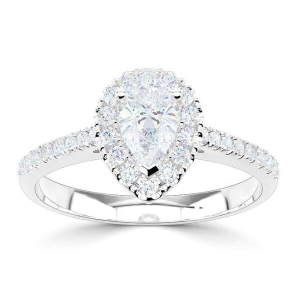 wgv0501e14 rich peer 0,77 ct witgoud 14 karaat Solitaire ring diamanten ring verlovingsring trouwring met diamant halo entourage ring