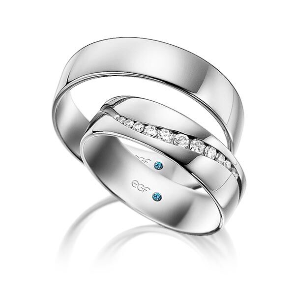 TR0620 model glanzend en glad 6 mm Trouwringen set kopen bestaande uit een vrouw en mannen ring met of zonder diamanten steen