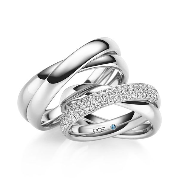 TR0622 model glanzend en glad 8 mm Trouwringen set kopen bestaande uit een vrouw en mannen ring met of zonder diamanten steen