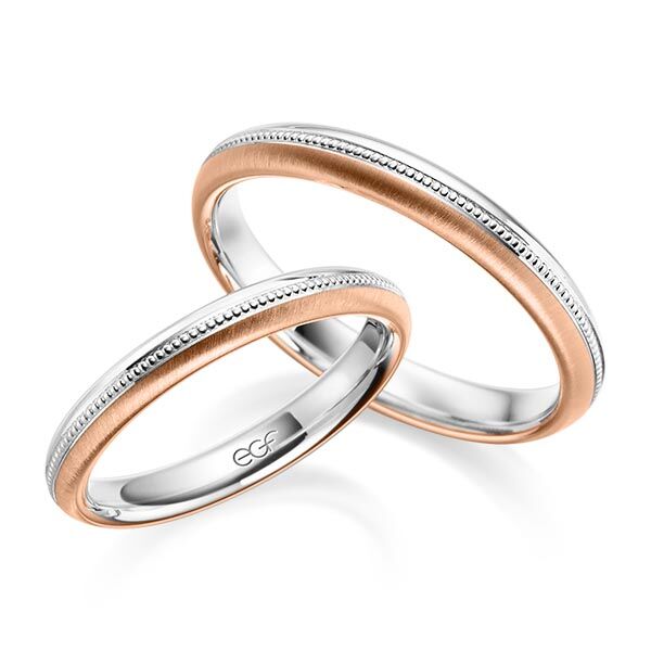 TR0630 model in wit met rood mat glans 3 mm Trouwringen set kopen bestaande uit een vrouw en mannen ring met of zonder diamanten steen