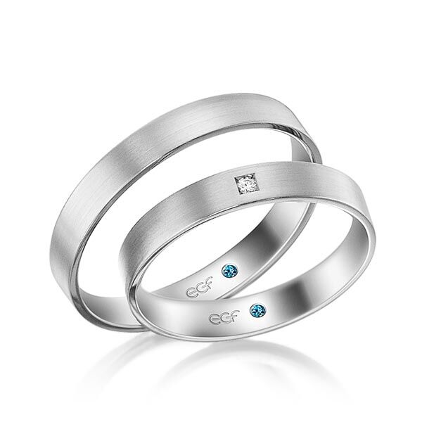 TR0759 model in fijn mat 3,5 mm Trouwringen set kopen bestaande uit een vrouw en mannen ring met of zonder diamanten steen