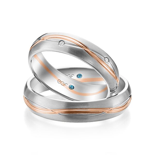 TR0772 model in wit met rood mat glans 5 mm Trouwringen set kopen bestaande uit een vrouw en mannen ring met of zonder diamanten steen