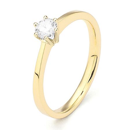ggv0056e14 princess 0,25 ct geelgoud 14 karaat Solitaire ring in geelgoud met een briljant geslepen diamant verlovingsring kopen