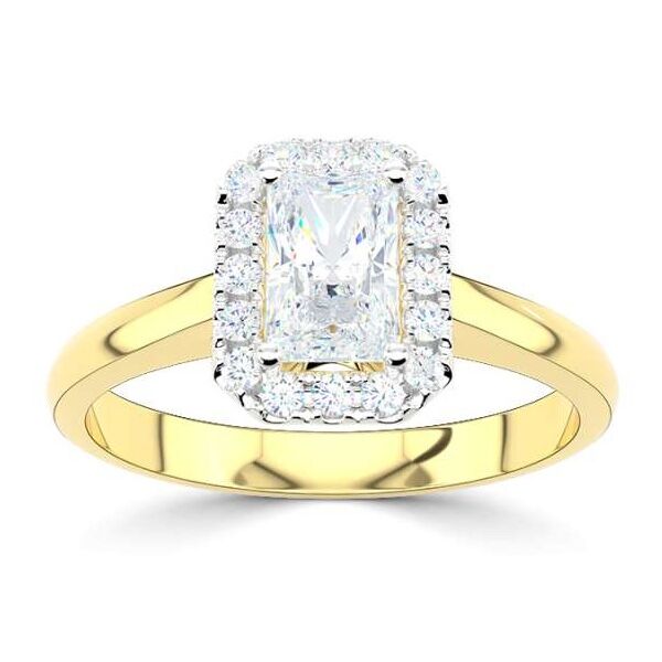 ggv0534e14 rich emerald rozet diamant 0,91 ct geelgoud Solitaire ring diamanten ring verlovingsring trouwring met diamant halo entourage ring