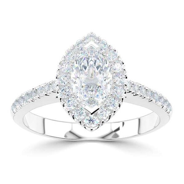 wgv0502e14 rich markies 0,79 ct witgoud 14 k Solitaire ring diamanten ring verlovingsring trouwring met diamant halo entourage ring