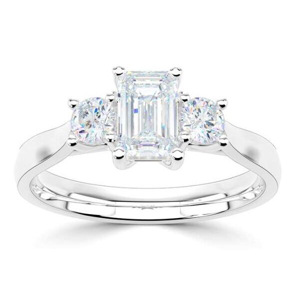 wgv0511e18 rich emerald 3 steens 0,92 ct witgoud Solitaire ring diamanten ring verlovingsring trouwring met diamant