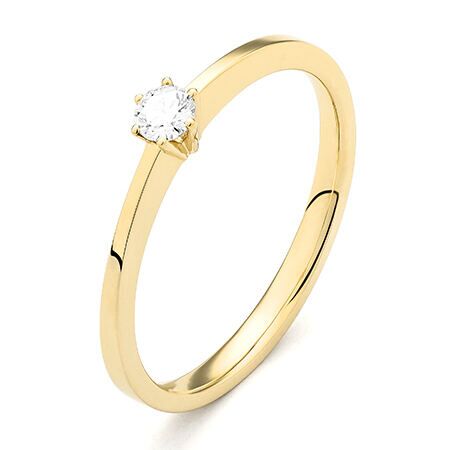 ggv0198e14 princess 0,15 ct geelgoud 14 karaat Solitaire ring in geelgoud met een briljant geslepen diamant verlovingsring kopen