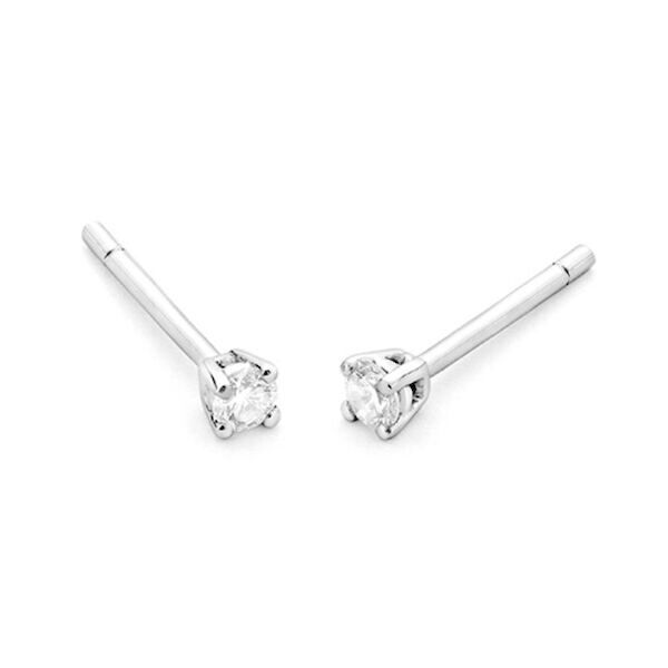 WGO0025E18 | Happy | 0,10 ct | Witgoud | 18 karaat oorbellen met briljant geslepen diamanten oorknoppen