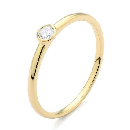 ggv0250e14 circle 0,10 ct geelgoud 14 karaat Solitaire ring in geelgoud met een briljant geslepen diamant verlovingsring kopen
