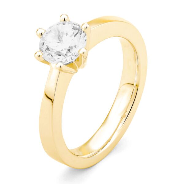 GGV0060E14 Princess 0,70 ct Geelgoud 14 karaat Solitaire ring in geelgoud met een briljant geslepen diamant verlovingsring kopen