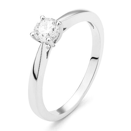 wgv0021e18 happy 0,40 ct witgoud 18 karaat Solitaire ring diamanten ring verlovingsring trouwring met diamant
