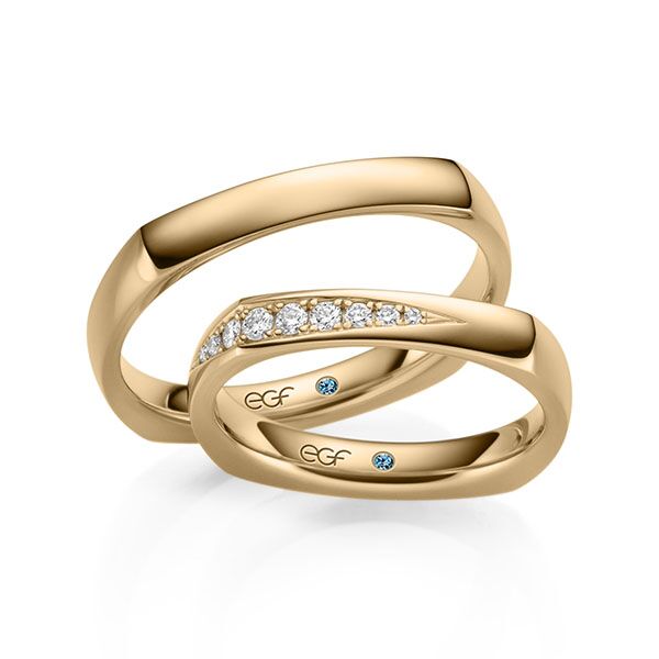 TR0601 model in glanzend rosé goud 3,5 mm Trouwringen set kopen bestaande uit een vrouw en mannen ring met of zonder diamanten steen