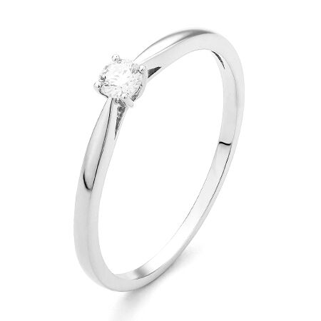 wgv0051e14 happy 0,10 ct witgoud 14 karaat Solitaire ring diamanten ring verlovingsring trouwring met diamant