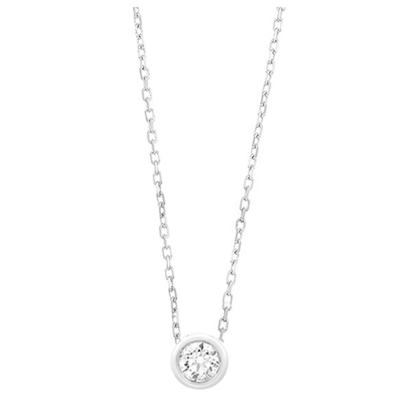 WGC0046E18 | Circle | 0,10 ct | Witgoud | 18 karaat ketting met diamanten hanger in goud