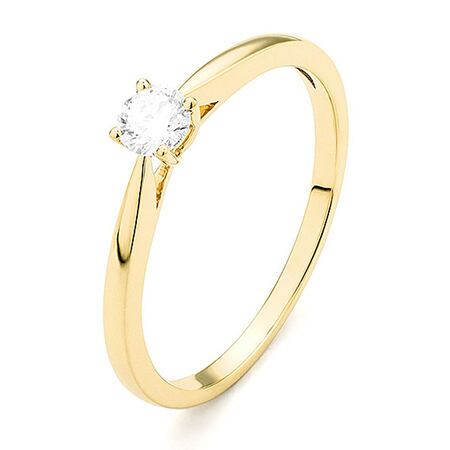 ggv0028e18 happy 0,20 ct geelgoud 18 karaat Solitaire ring in geelgoud met een briljant geslepen diamant verlovingsring kopen