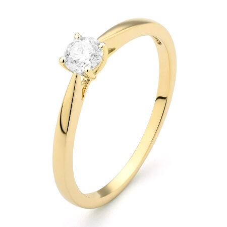 ggv0029e18 happy 0,25 ct geelgoud 18 karaat Solitaire ring in geelgoud met een briljant geslepen diamant verlovingsring kopen