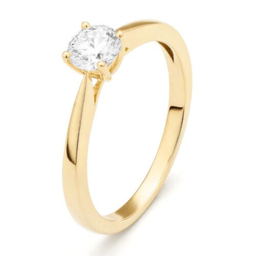 ggv0032e18 Happy 0,40 ct geelgoud 18 karaat Solitaire ring in geelgoud met een briljant geslepen diamant verlovingsring kopen