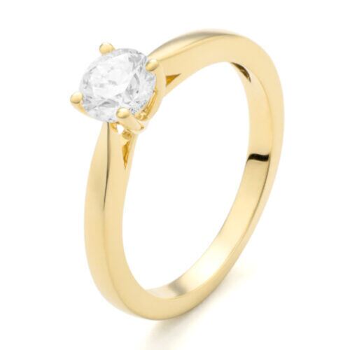 ggv0033e18 Happy 0,50 ct geelgoud 18 karaat Solitaire ring in geelgoud met een briljant geslepen diamant verlovingsring kopen