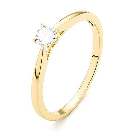 ggv0028e14 happy 0,20 ct geelgoud 14 karaat Solitaire ring in geelgoud met een briljant geslepen diamant verlovingsring kopen