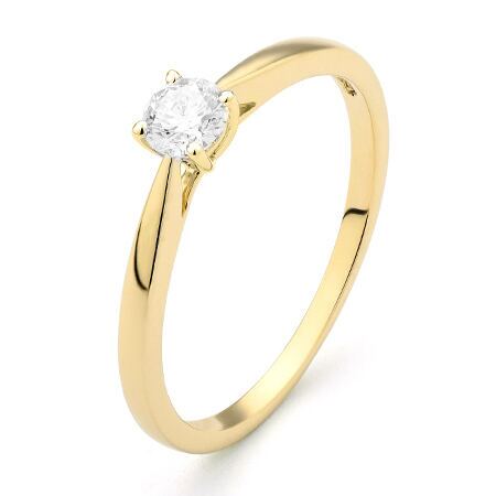 ggv0029e14 happy 0,25 ct geelgoud 14 karaat Solitaire ring in geelgoud met een briljant geslepen diamant verlovingsring kopen