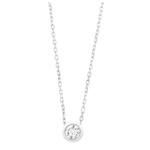 WGC0046E18 | Circle | 0,10 ct | Witgoud | 18 karaat ketting met diamanten hanger in goud