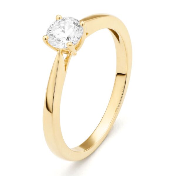 ggv0032e18 Happy 0,40 ct geelgoud 18 karaat Solitaire ring in geelgoud met een briljant geslepen diamant verlovingsring kopen
