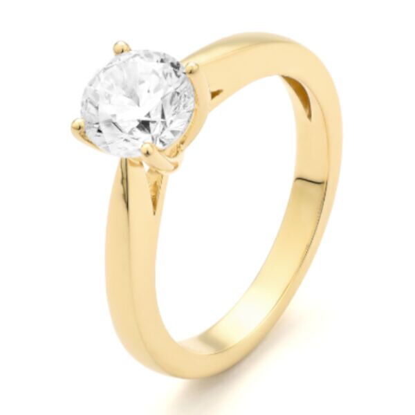 ggv0035e18 happy 0,70 ct geelgoud 18 karaat Solitaire ring in geelgoud met een briljant geslepen diamant verlovingsring kopen