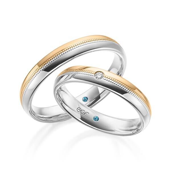 TR0656 model in wit met rosé glans 4 mm Trouwringen set kopen bestaande uit een vrouw en mannen ring met of zonder diamanten steen