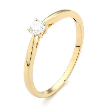 ggv0027e14 happy 0,15 ct geelgoud 14 karaat Solitaire ring in geelgoud met een briljant geslepen diamant verlovingsring kopen