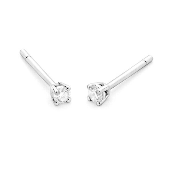 WGO0037E14 Happy 0,10 ct Witgoud 14 karaat oorbellen met briljant geslepen diamanten oorknoppen