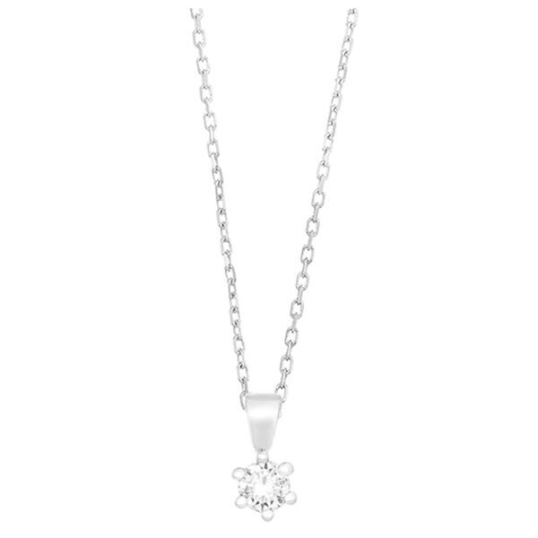 WGC0033E18 Princes 0,05 ct Witgoud ketting met diamanten hanger in goud