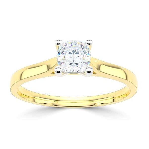 ggv0522e14 rich cushion diamant 0,50 ct geelgoud Solitaire ring diamanten ring verlovingsring trouwring met diamant