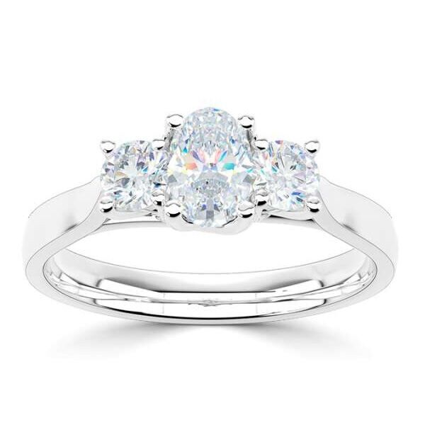 wgv0509e18 rich ovaal 3 steens 0,82 ct witgoud Solitaire ring diamanten ring verlovingsring trouwring met diamant