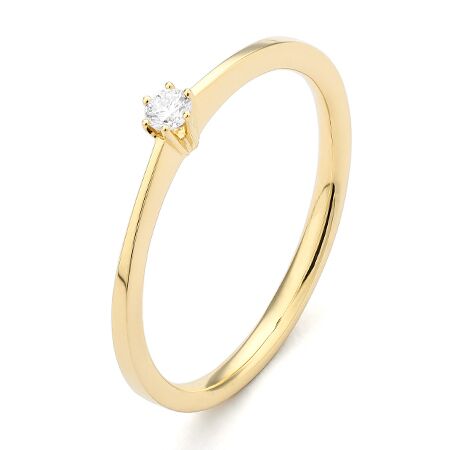 ggv0043e14 princess 0,05 ct geelgoud 14 Solitaire ring in geelgoud met een briljant geslepen diamant verlovingsring kopen