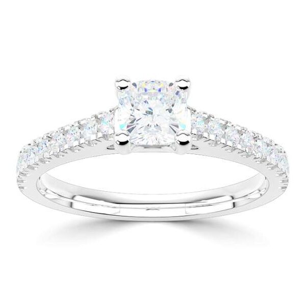 wgv0518e18 rich cushion 1,24 ct 18 krt witgoud Solitaire ring diamanten ring verlovingsring trouwring met diamant