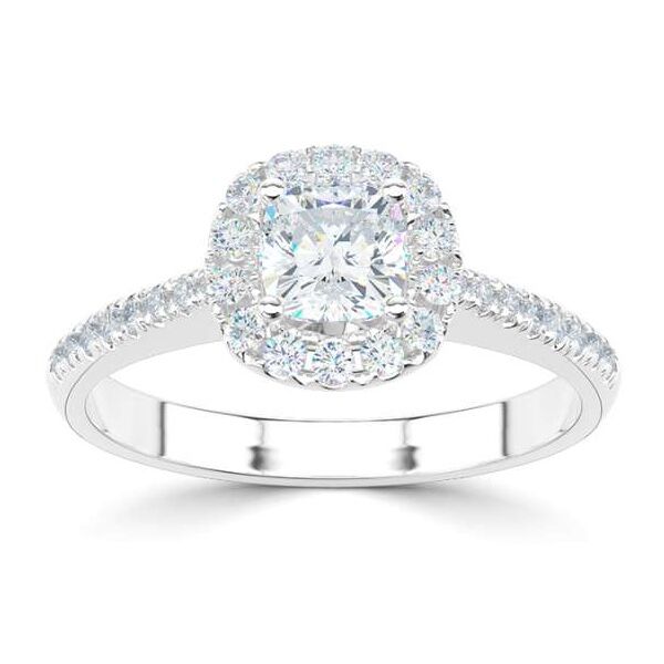 wgv0504e14 rich cushion 0,50 ct witgoud 14 k Solitaire ring diamanten ring verlovingsring trouwring met diamant entourage ring